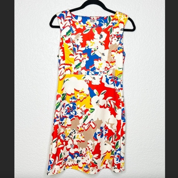 MOLLY BRACKEN Red Yellow Floral Sleeveless High Neck Short Dress Size Small - Picture 1 of 6
